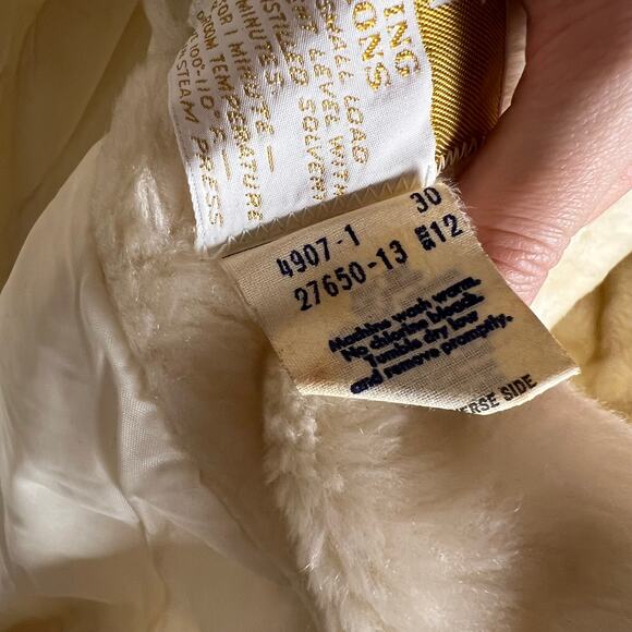 Vintage White Stag Cream Faux Fur Double Breasted Pea Coat Size 10 - Picture 7 of 9